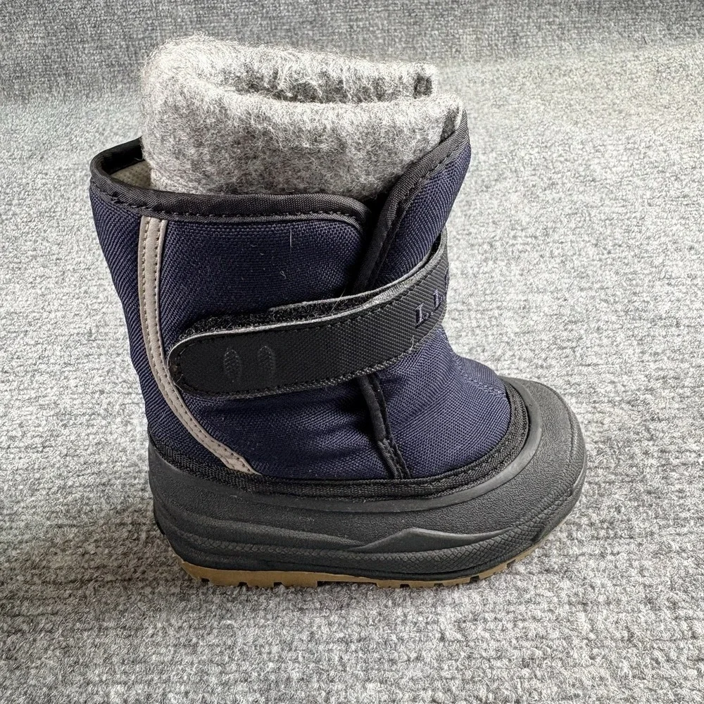 L.L.Bean Toddler Snow Boots Kids 7 Navy Blue Winter Insulated Outdoor Preppy